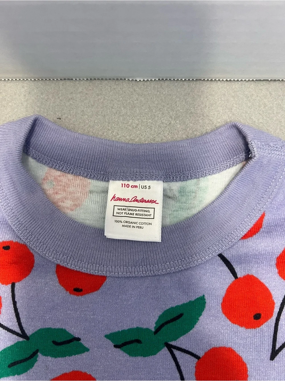 Kids Pajamas Hanna Andersson Lavender/Periwinkle With Cherry Print Size 5 110 Cm